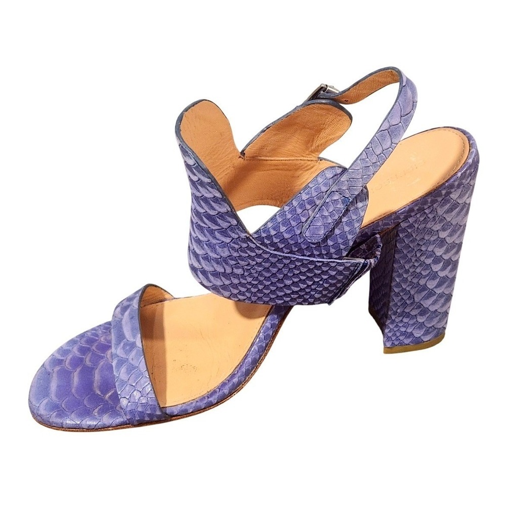Sigerson Morrison Woven Leather Ankle Strap Block Heel Sandals Shoes Womens US 9
